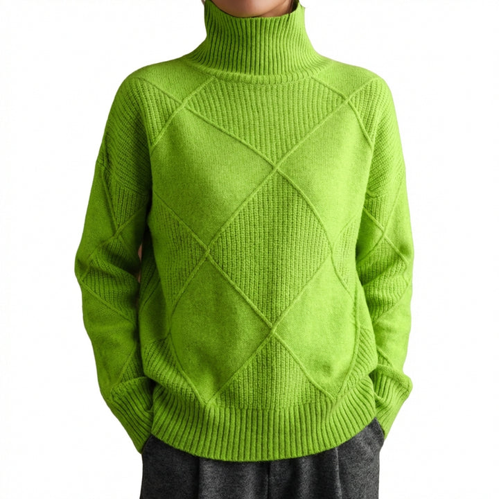 Loose High Collar Warm Sweater Solid Color Knitted Women