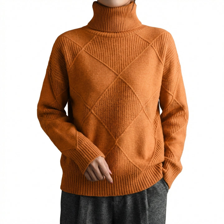 Loose High Collar Warm Sweater Solid Color Knitted Women