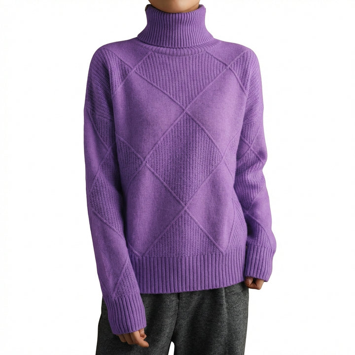 Loose High Collar Warm Sweater Solid Color Knitted Women