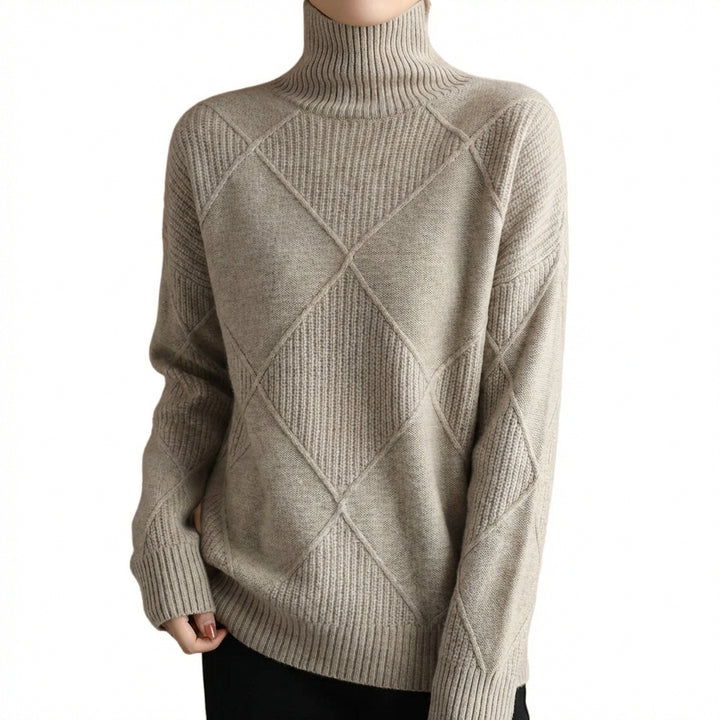 Loose High Collar Warm Sweater Solid Color Knitted Women