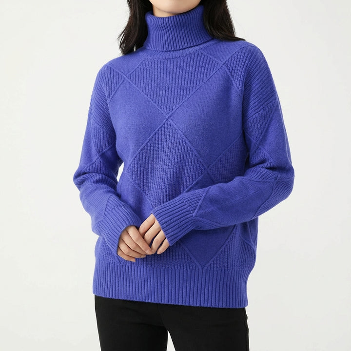 Loose High Collar Warm Sweater Solid Color Knitted Women