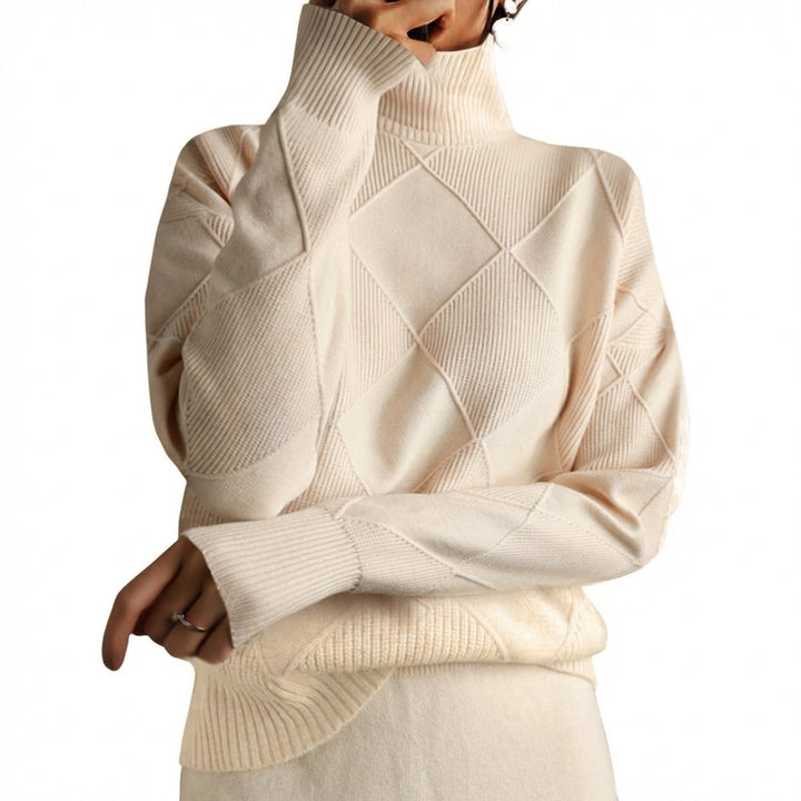 Loose High Collar Warm Sweater Solid Color Knitted Women