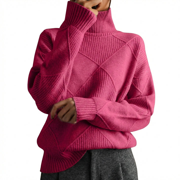 Loose High Collar Warm Sweater Solid Color Knitted Women
