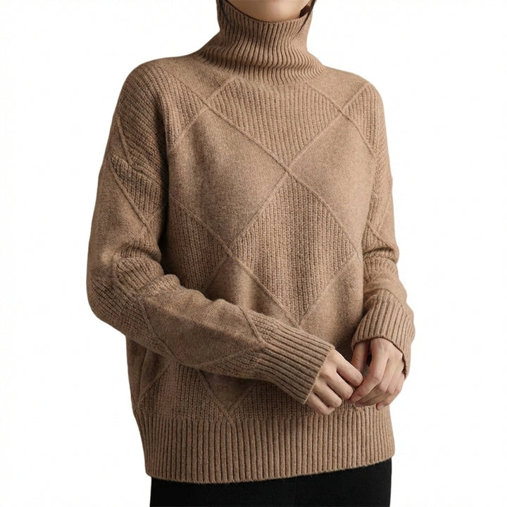 Loose High Collar Warm Sweater Solid Color Knitted Women