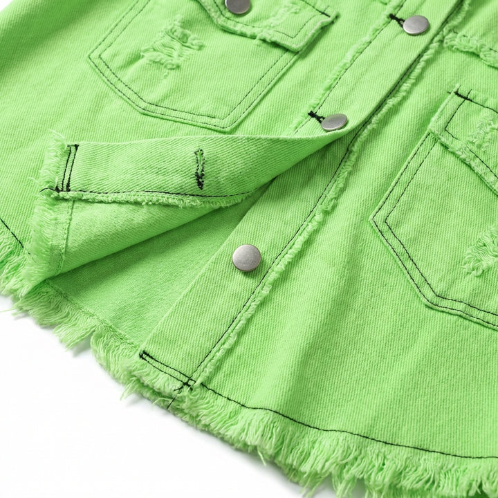 Women's Oversized Ripped Shacket – Casual Distressed Shirt Jacket for Fall & Spring