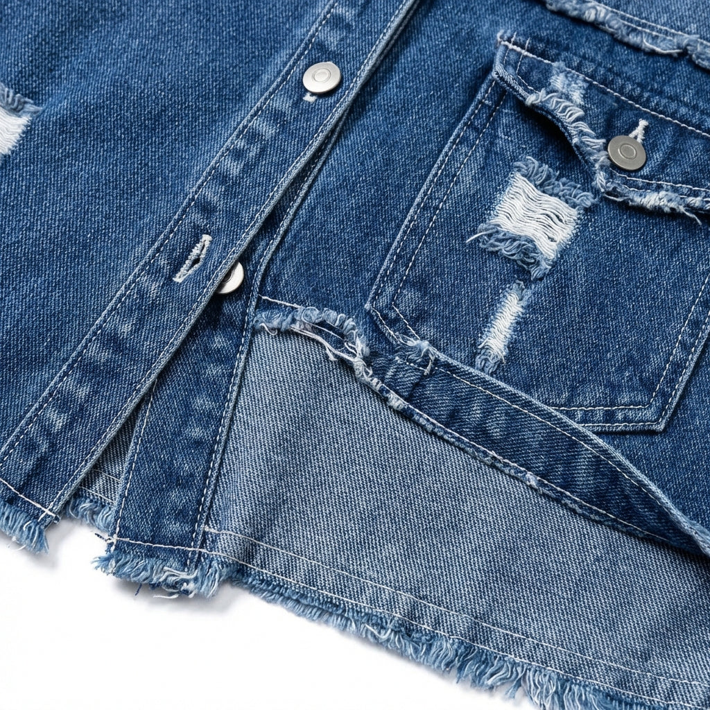 Women's Oversized Ripped Shacket – Casual Distressed Shirt Jacket for Fall & Spring