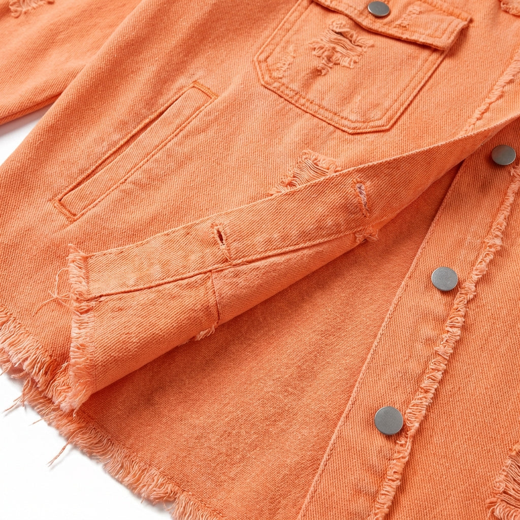 Women's Oversized Ripped Shacket – Casual Distressed Shirt Jacket for Fall & Spring