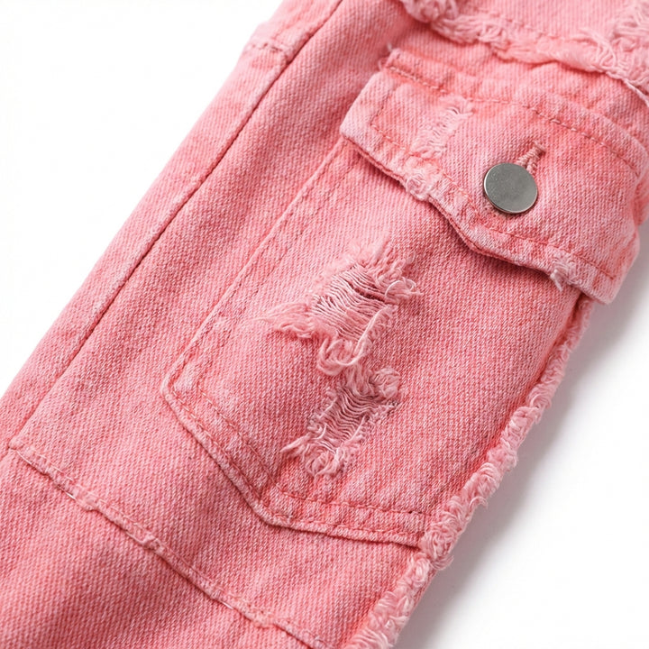 Women's Oversized Ripped Shacket – Casual Distressed Shirt Jacket for Fall & Spring