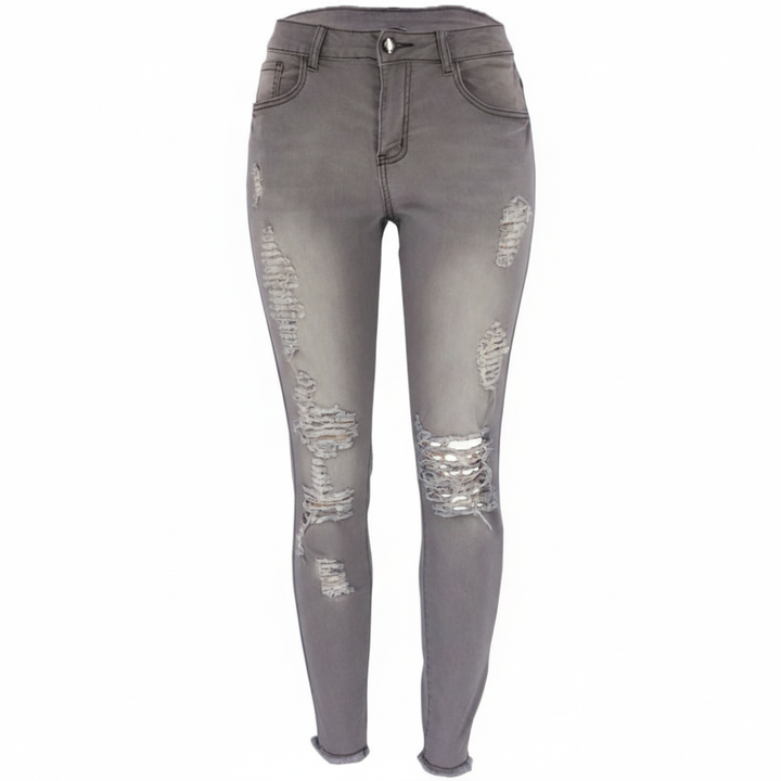 Women's Fashion Elastic Slim Fit Ripped Skinny Jeans