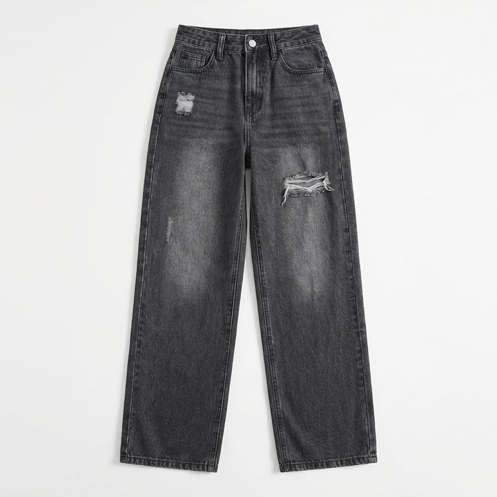 European And American Ladies Washed Hole Denim Trousers
