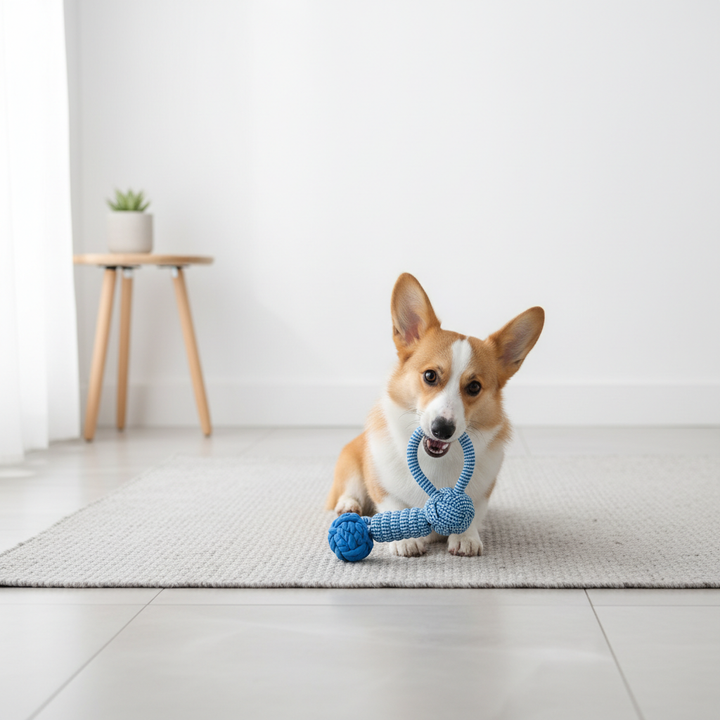 Dog Toys Balls Interactive Treat Rope Rubber Leaking Balls For Small Medium Dogs Chewing Bite Resistant Pet Tooth Cleaning