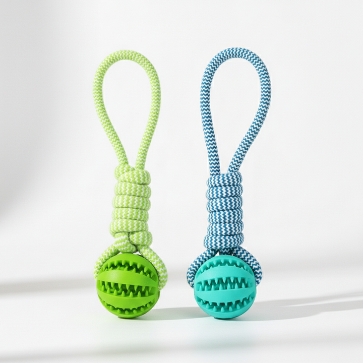 Dog Toys Balls Interactive Treat Rope Rubber Leaking Balls For Small Medium Dogs Chewing Bite Resistant Pet Tooth Cleaning