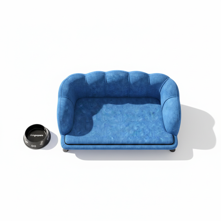 Pearl Design Pet Sofa for Medium and Large Sized Dogs, Pet Bed with Cushion and Solid Wood Legs, Dark Blue