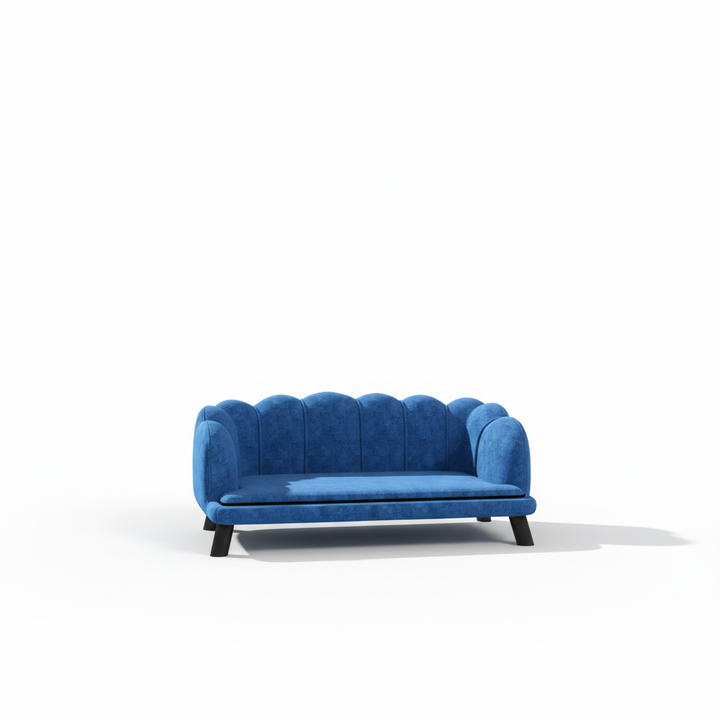 Pearl Design Pet Sofa for Medium and Large Sized Dogs, Pet Bed with Cushion and Solid Wood Legs, Dark Blue