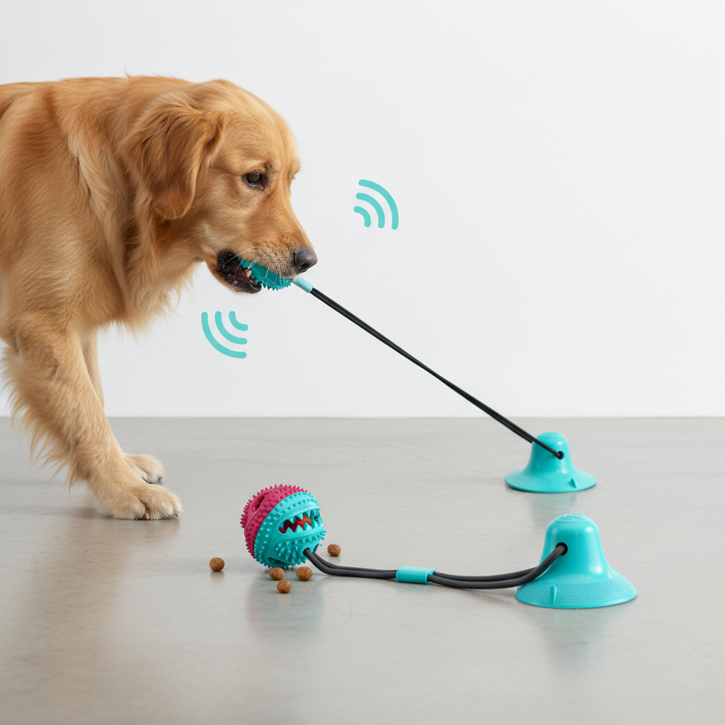 Dog Toys Silicon Suction Cup Tug Interactive Dog Ball Toy For Pet Chew Bite Tooth Cleaning Toothbrush Feeding Pet Supplies