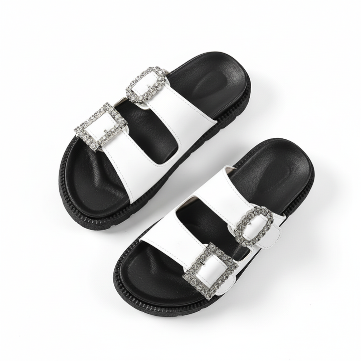 Fashion Rhinestone Belt Buckle Platform Sandals