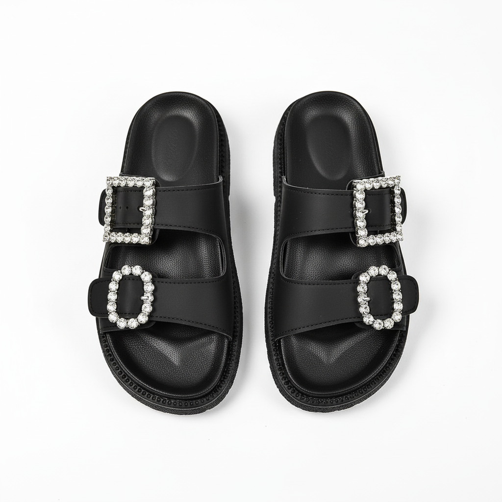 Fashion Rhinestone Belt Buckle Platform Sandals