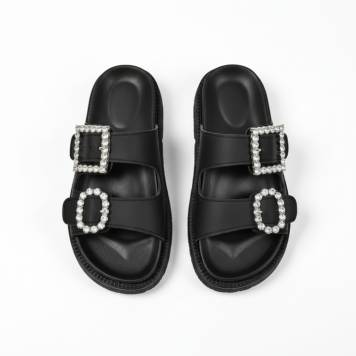 Fashion Rhinestone Belt Buckle Platform Sandals