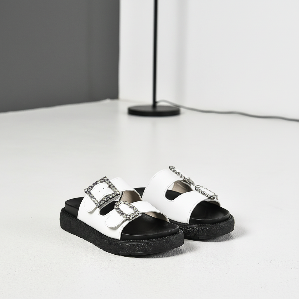 Fashion Rhinestone Belt Buckle Platform Sandals