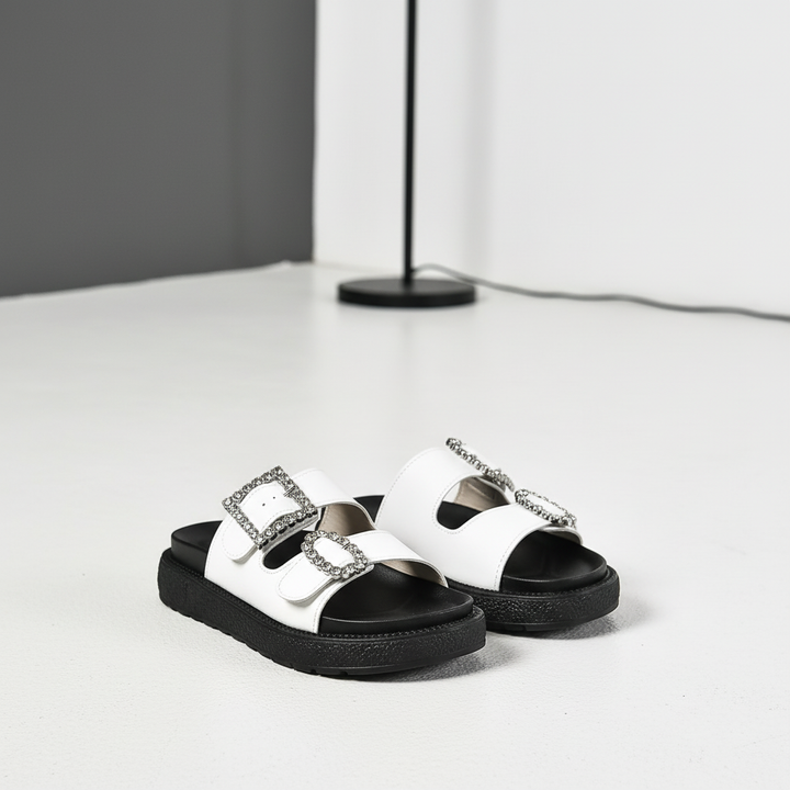 Fashion Rhinestone Belt Buckle Platform Sandals
