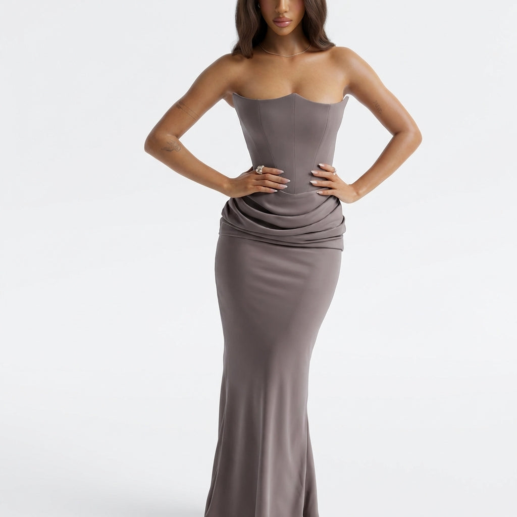 Slim Tube Top Long Dress Sexy Fashion Bandeau Backless Party Evening Dresses For Women Clothing