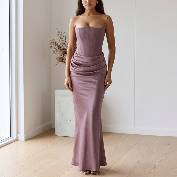 Slim Tube Top Long Dress Sexy Fashion Bandeau Backless Party Evening Dresses For Women Clothing