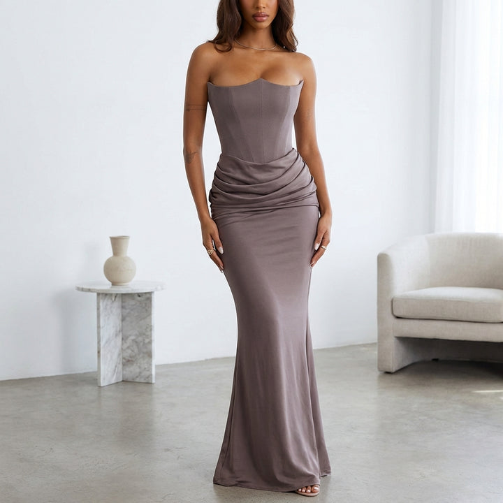 Slim Tube Top Long Dress Sexy Fashion Bandeau Backless Party Evening Dresses For Women Clothing