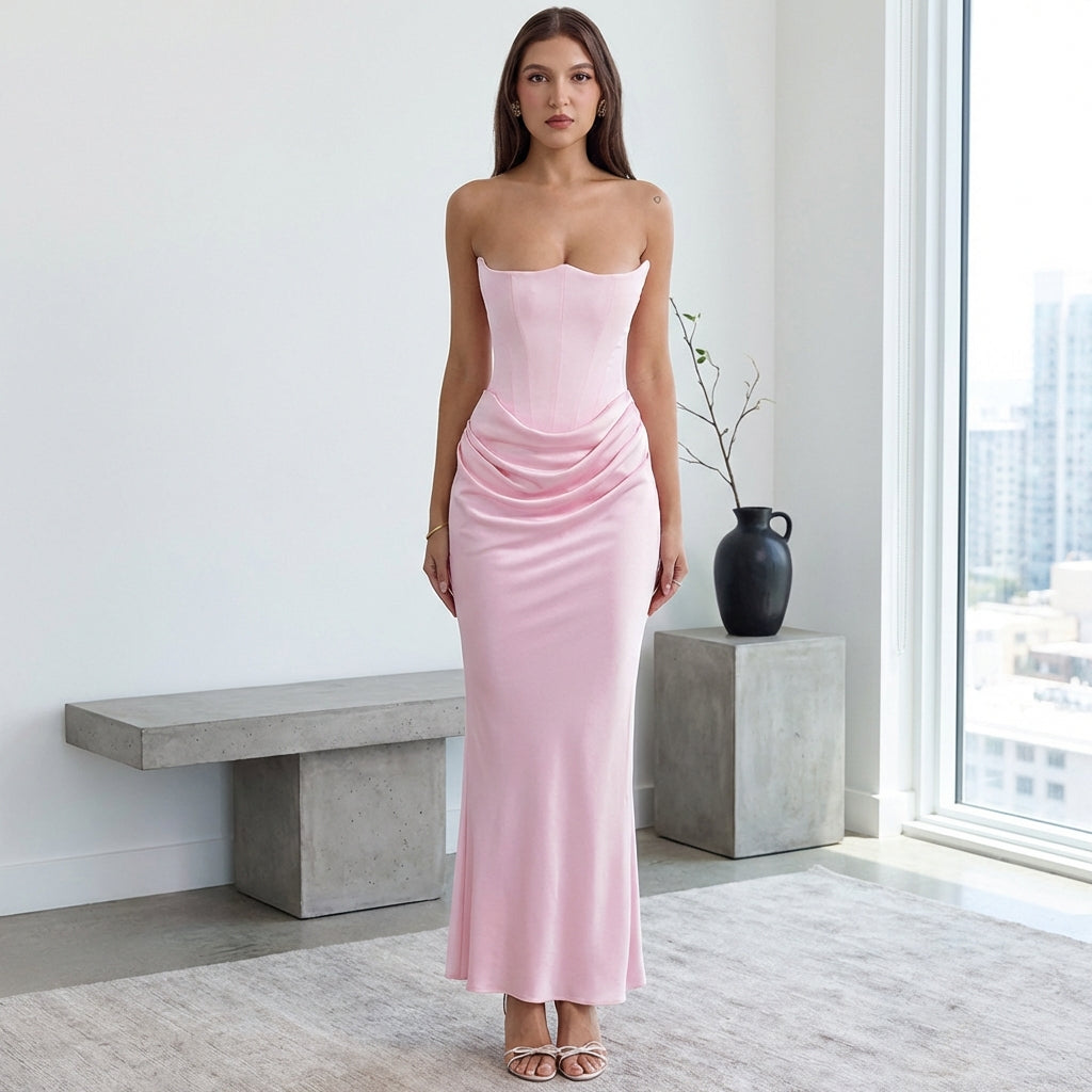 Slim Tube Top Long Dress Sexy Fashion Bandeau Backless Party Evening Dresses For Women Clothing