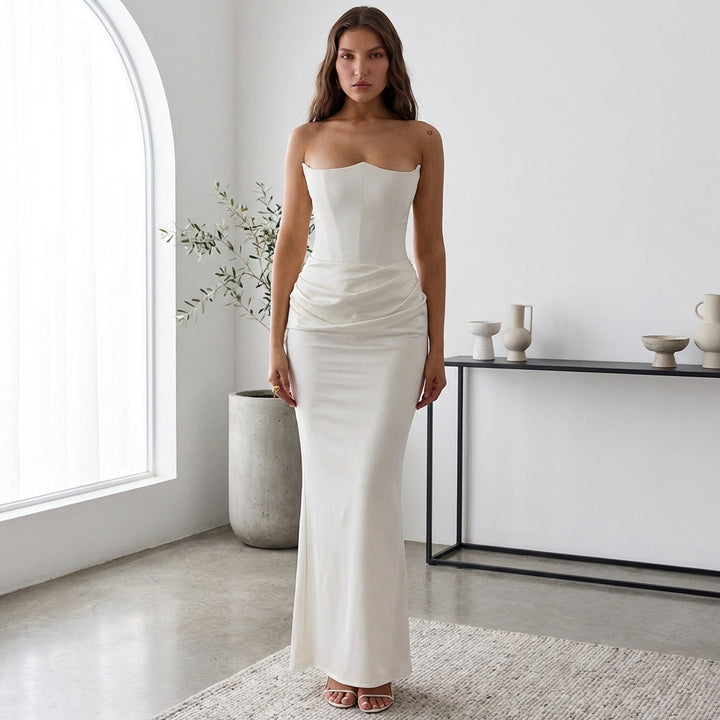 Slim Tube Top Long Dress Sexy Fashion Bandeau Backless Party Evening Dresses For Women Clothing