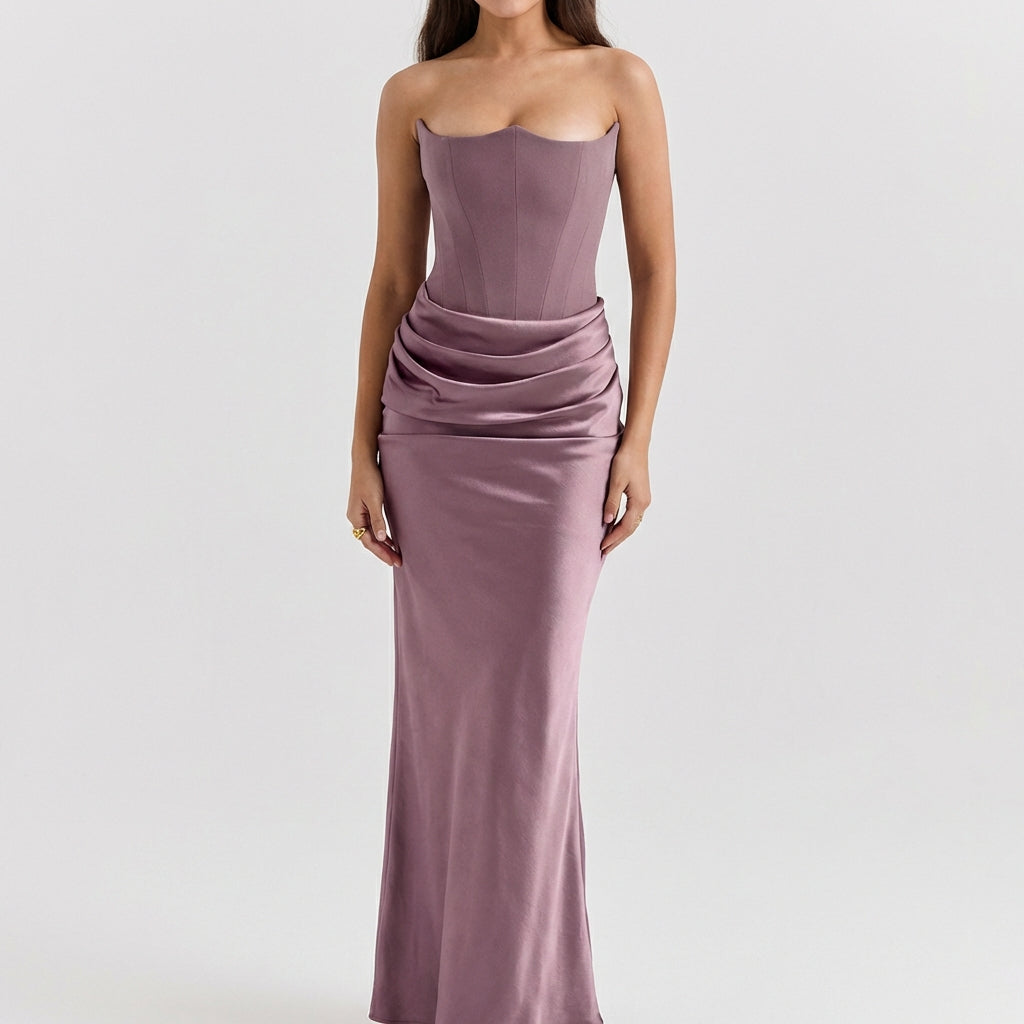 Slim Tube Top Long Dress Sexy Fashion Bandeau Backless Party Evening Dresses For Women Clothing