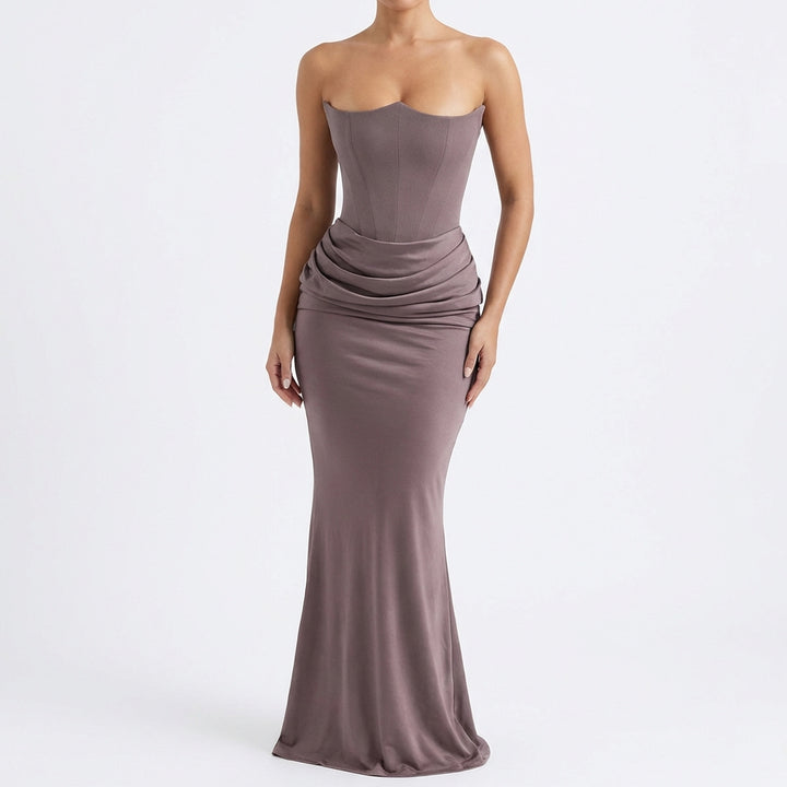 Slim Tube Top Long Dress Sexy Fashion Bandeau Backless Party Evening Dresses For Women Clothing