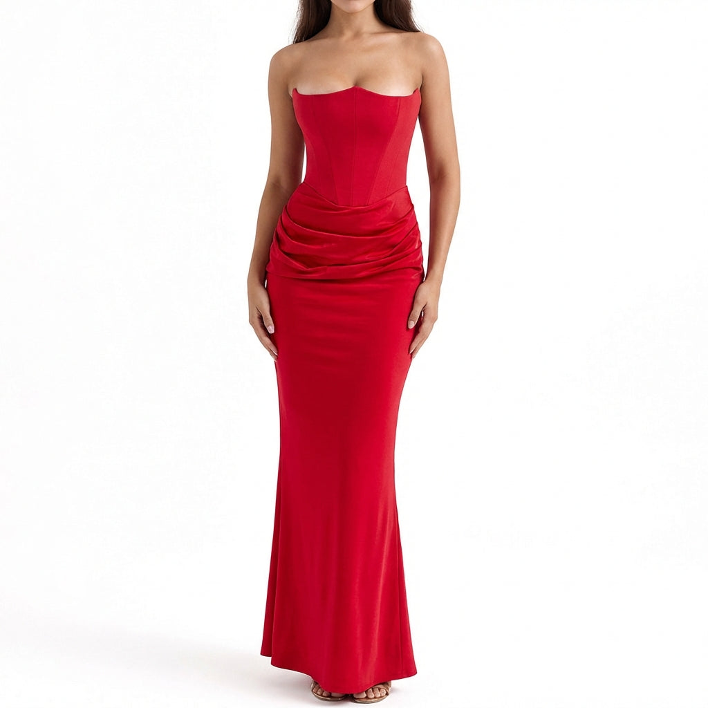 Slim Tube Top Long Dress Sexy Fashion Bandeau Backless Party Evening Dresses For Women Clothing