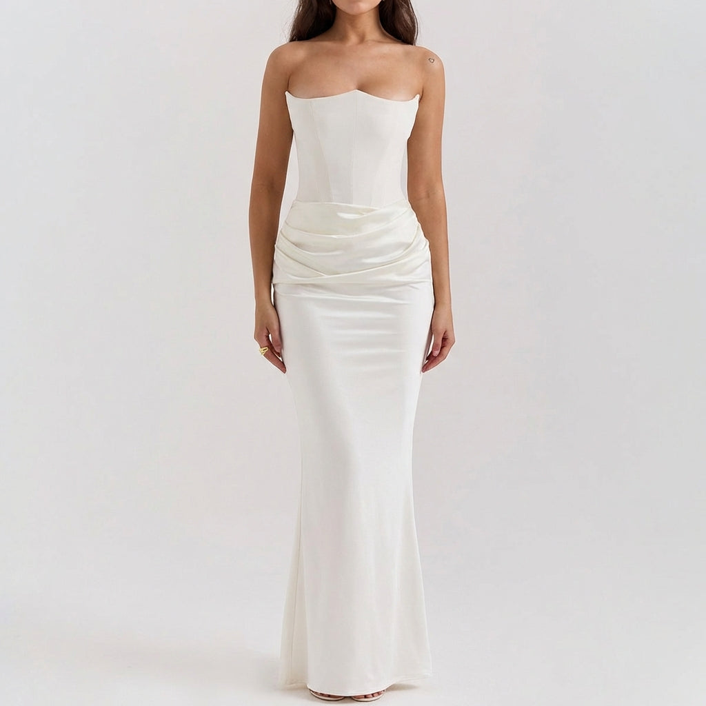 Slim Tube Top Long Dress Sexy Fashion Bandeau Backless Party Evening Dresses For Women Clothing