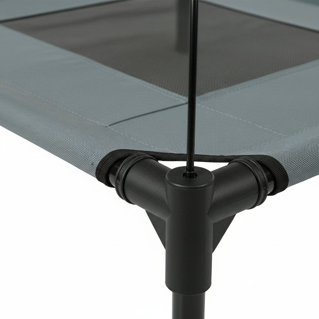Elevated Dog Bed with Removable Canopy, Outdoor Dog Cot with UV Protection Canopy Shade, 24 inch Pet Bed for Camping, Gray