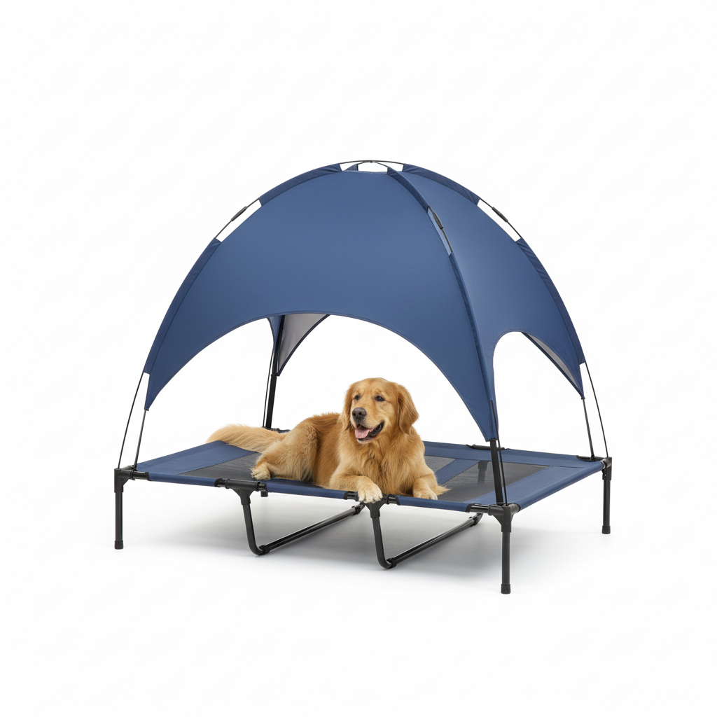 Elevated Pet Bed with Canopy for Large Dogs