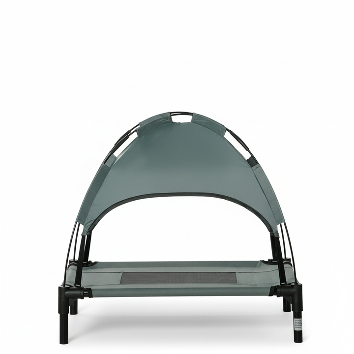 Elevated Dog Bed with Removable Canopy, Outdoor Dog Cot with UV Protection Canopy Shade, 24 inch Pet Bed for Camping, Gray