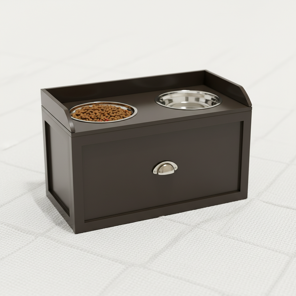 Pet Feeding Station Pet Dish Bowl Set with Storage, 2 Elevated Dog Bowls for Large Sized Dogs, Coffee