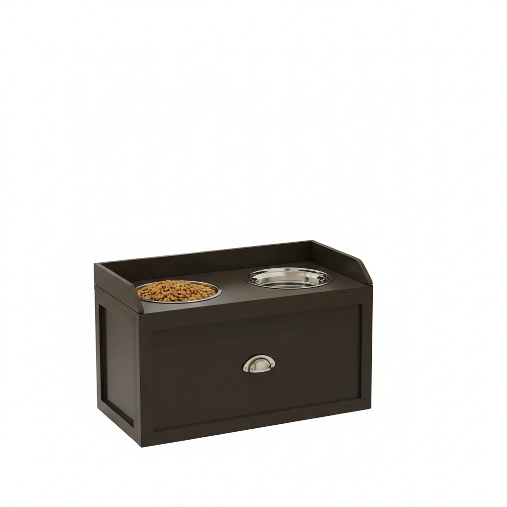 Pet Feeding Station Pet Dish Bowl Set with Storage, 2 Elevated Dog Bowls for Large Sized Dogs, Coffee
