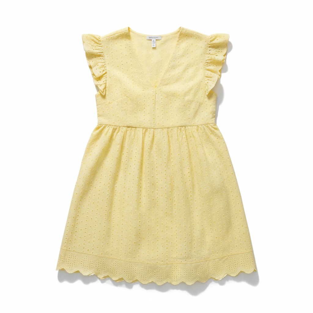 Lace Dresses With Pocket Summer Sleeveless Jacquard Cutout V-Neck Beach Dress