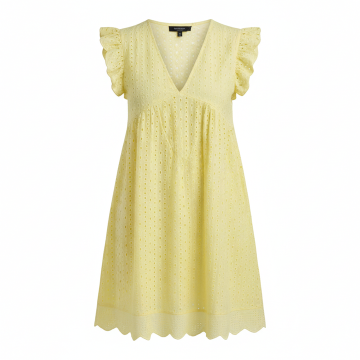 Lace Dresses With Pocket Summer Sleeveless Jacquard Cutout V-Neck Beach Dress