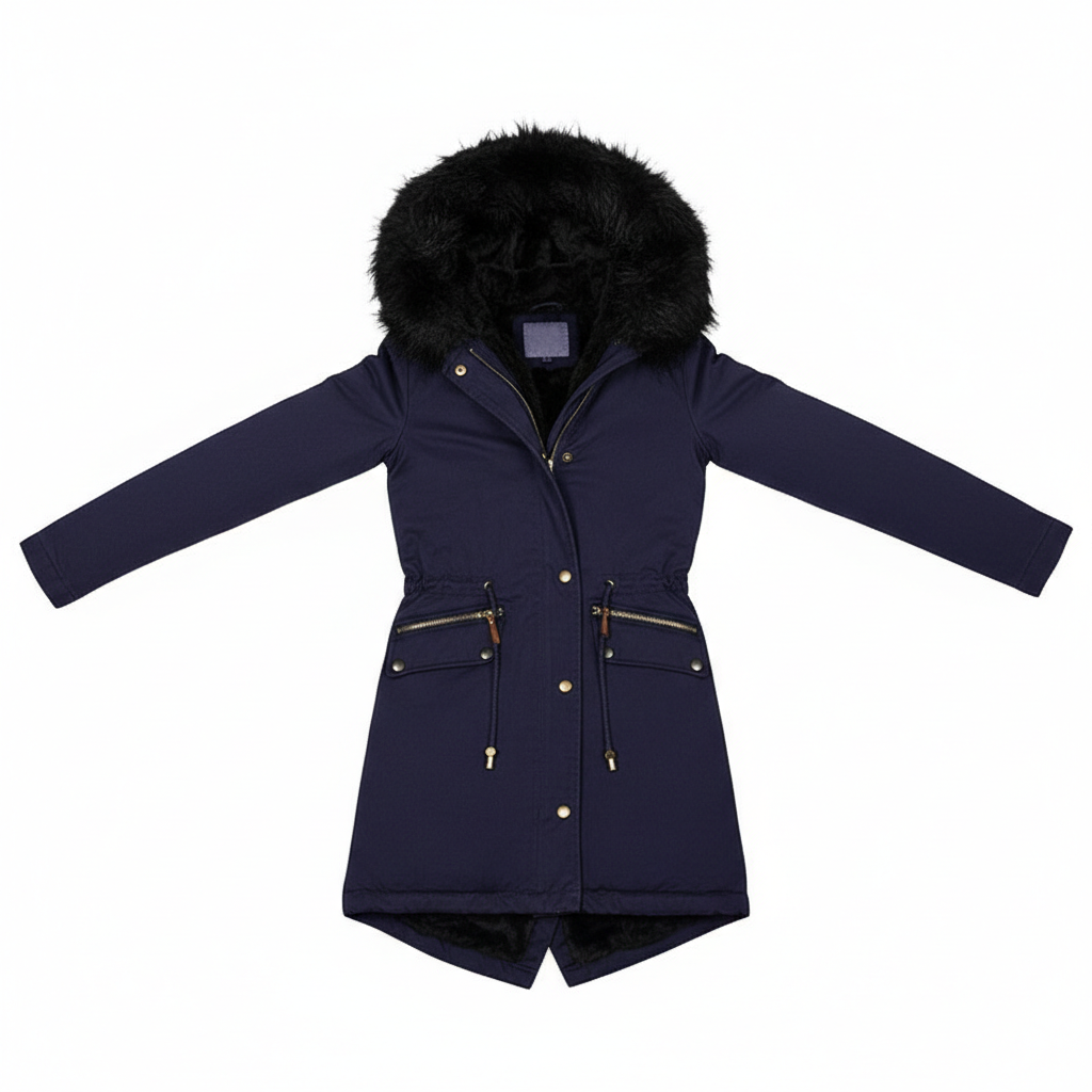Women's Plush Hooded Parkas Winter Warm Thick  Zip-up Jackets Casual Mid-length Solid Buckle Pockets Coat Outerwear Clothing