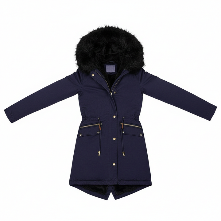 Women's Plush Hooded Parkas Winter Warm Thick  Zip-up Jackets Casual Mid-length Solid Buckle Pockets Coat Outerwear Clothing