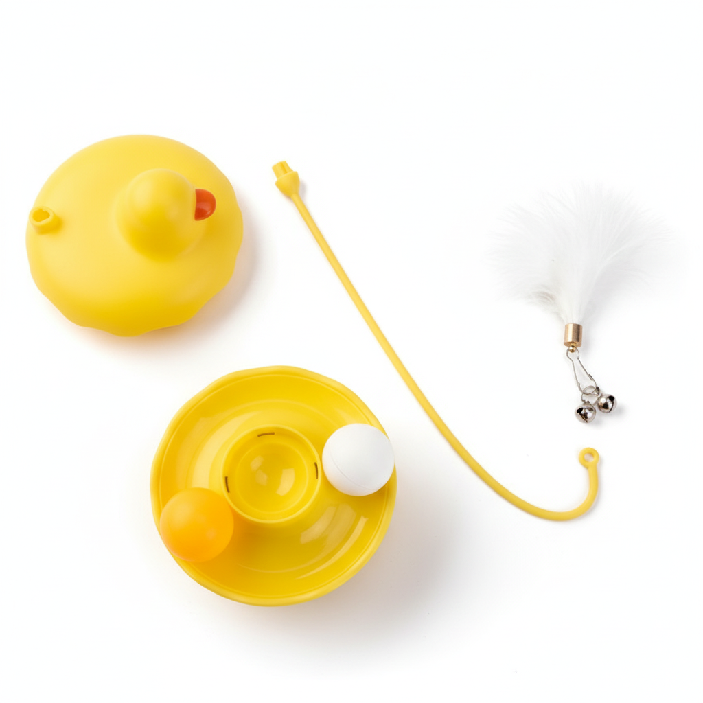 Cat Toys - Interactive Toy For Cat , Kitten Toys, Lightweight Resin Duck Shape Fun Stick For Kitten Play Indoor Outdoor ,Removable And Washable Duck Cat Toy