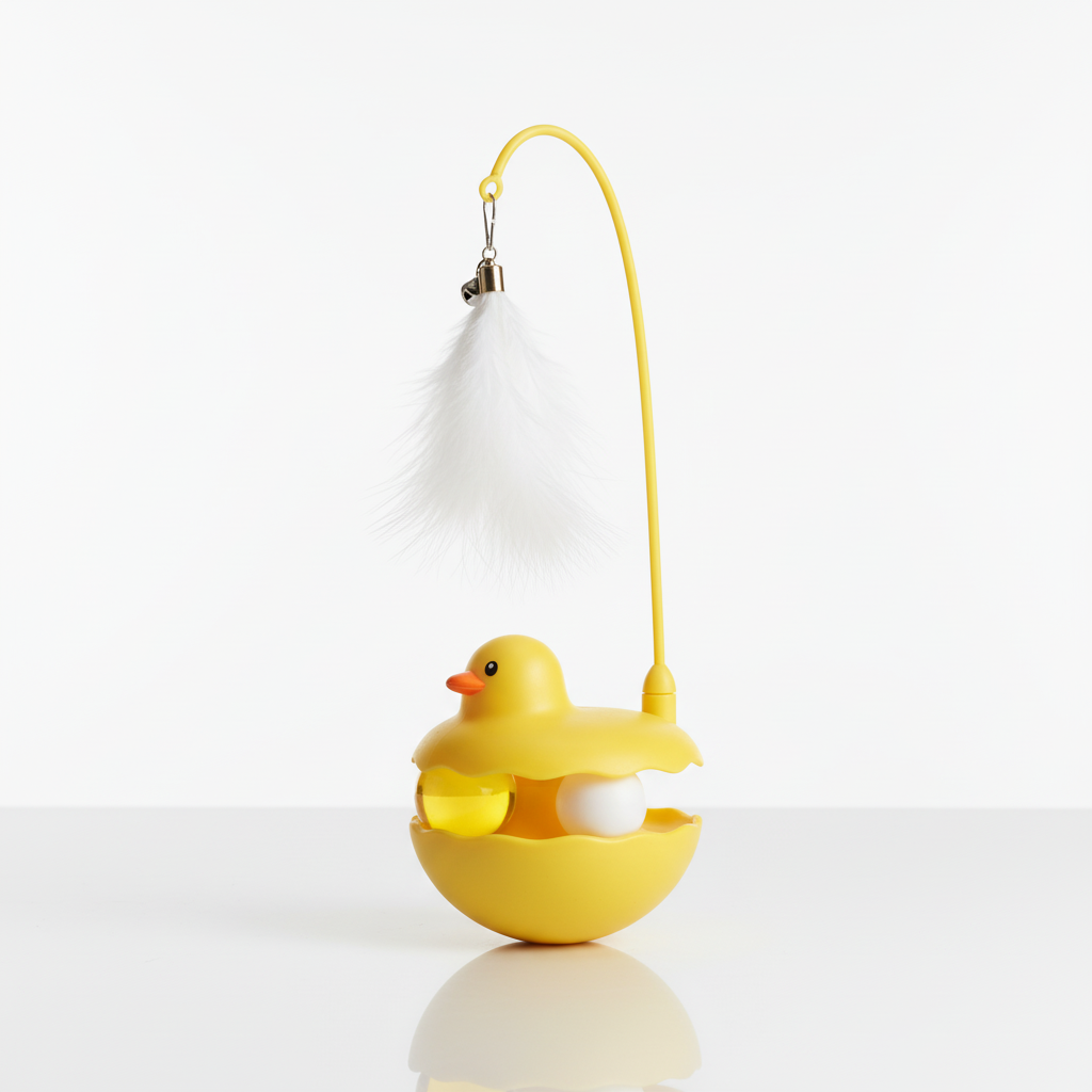 Cat Toys - Interactive Toy For Cat , Kitten Toys, Lightweight Resin Duck Shape Fun Stick For Kitten Play Indoor Outdoor ,Removable And Washable Duck Cat Toy