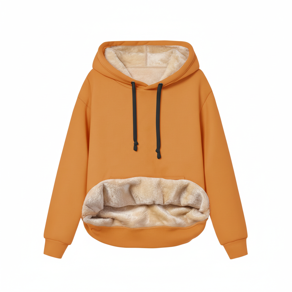 Warm Berber Fleece Pocket Hooded Sweatshirt Coat
