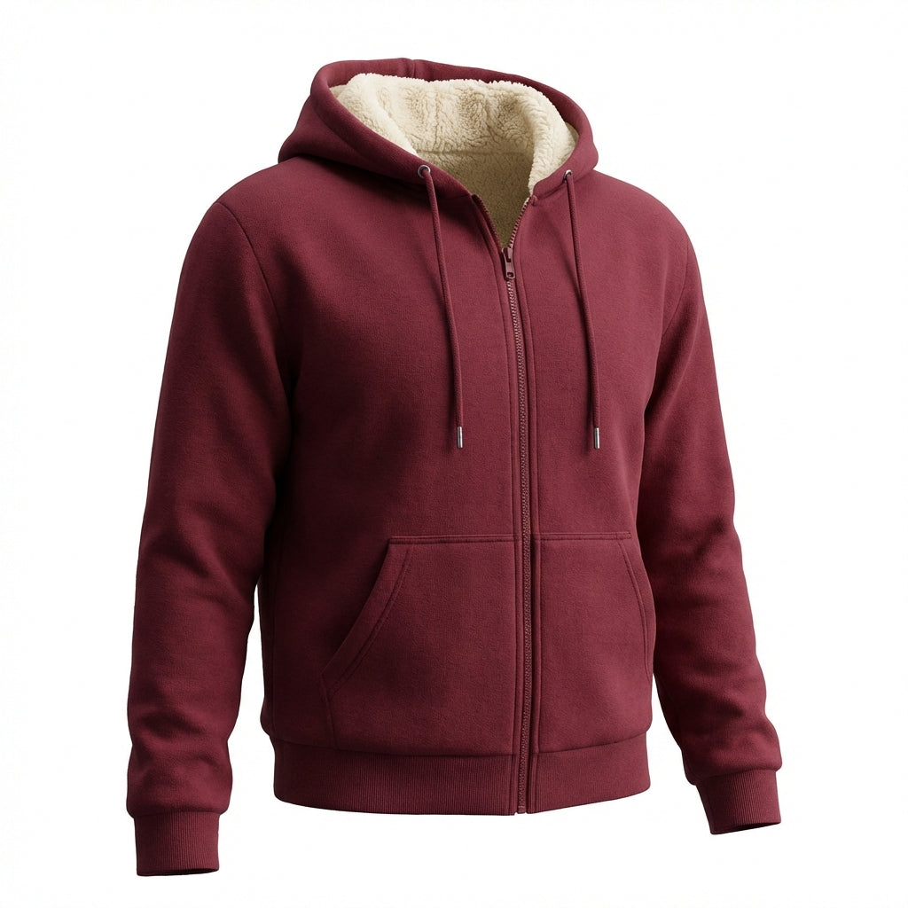 Warm Berber Fleece Pocket Hooded Sweatshirt Coat