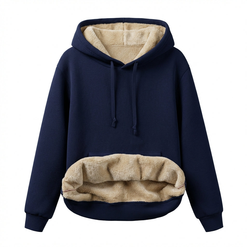 Warm Berber Fleece Pocket Hooded Sweatshirt Coat