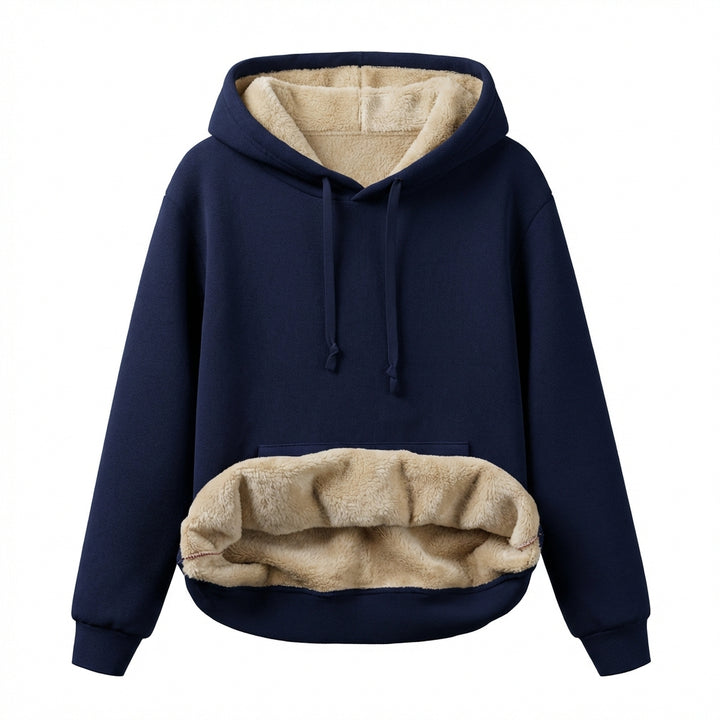 Warm Berber Fleece Pocket Hooded Sweatshirt Coat