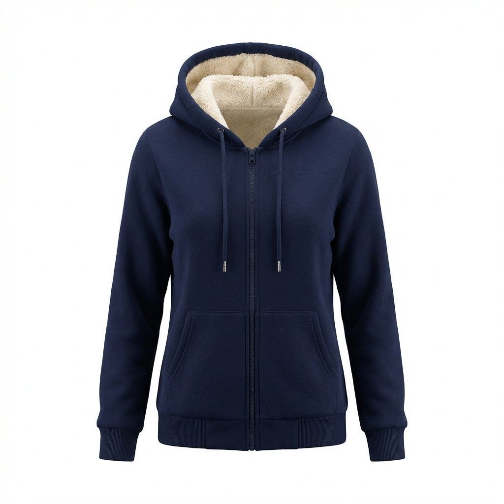 Warm Berber Fleece Pocket Hooded Sweatshirt Coat