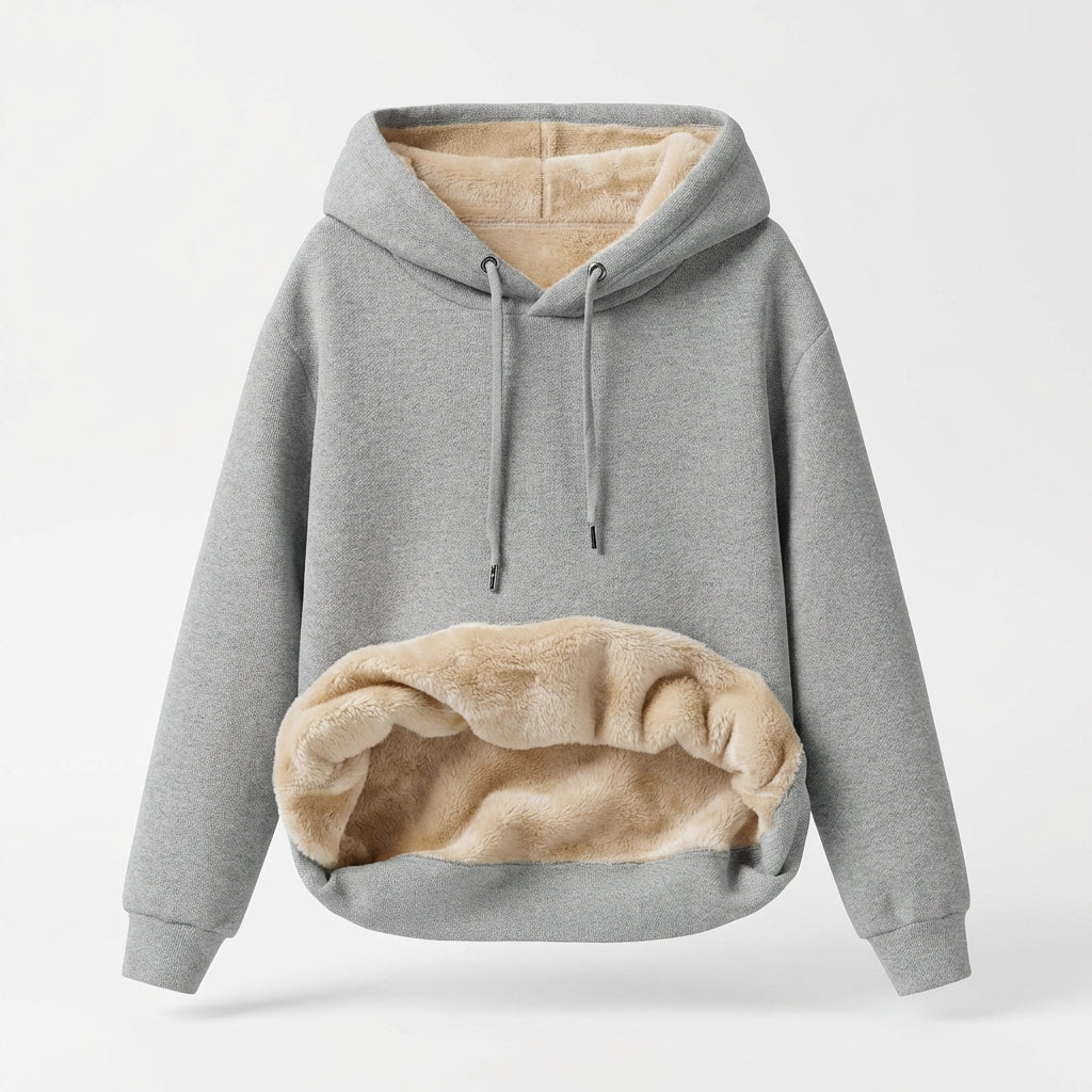 Warm Berber Fleece Pocket Hooded Sweatshirt Coat